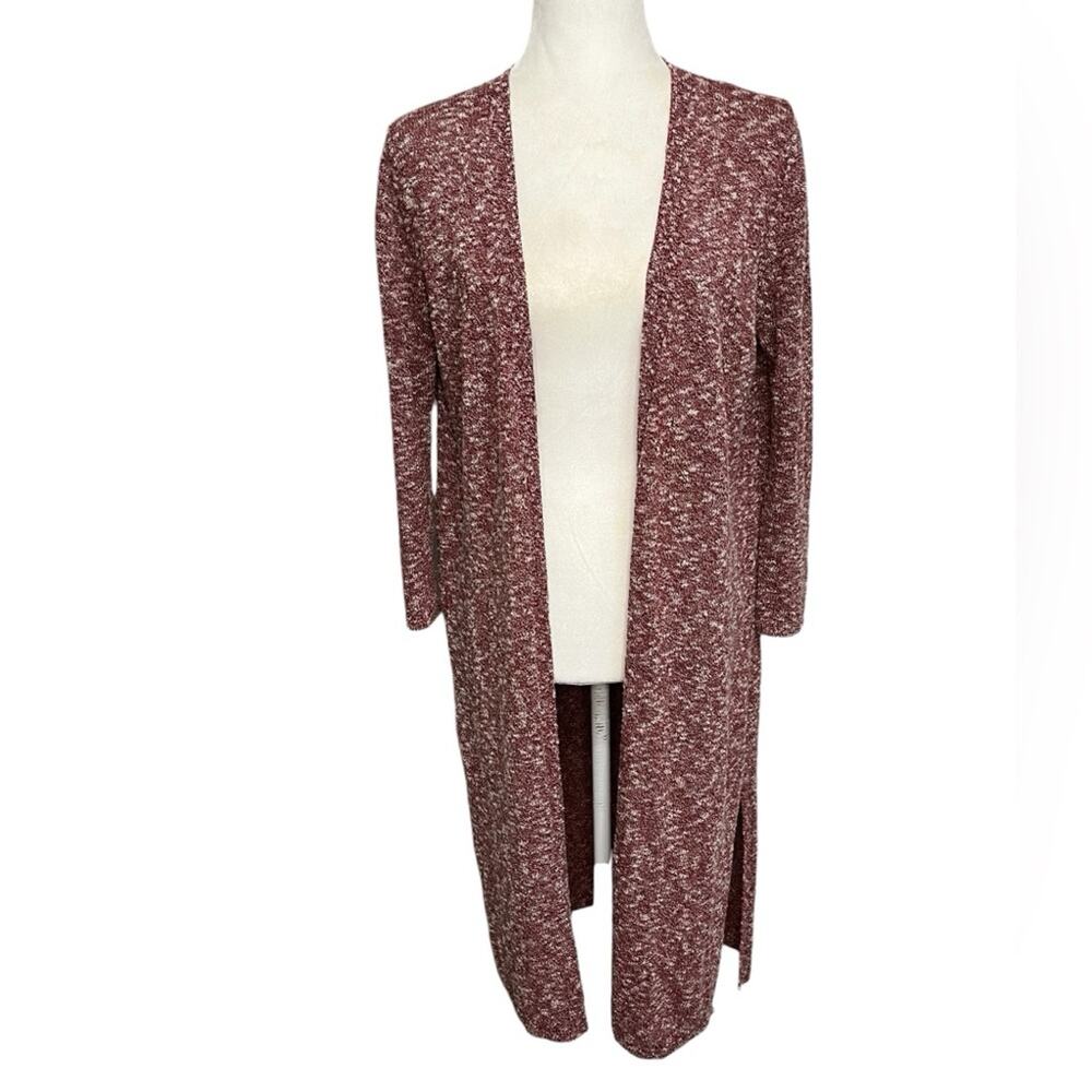 MASSIMO‎ DUTTI Burgundy Italian Yarn Long Cardigan Women's Size Medium